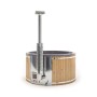 Finntherm Hot Tub Stockholm Spa Edition Anthrazit, Ø 200 cm, mit Holzofen und Thermoholz-Verkleidung.