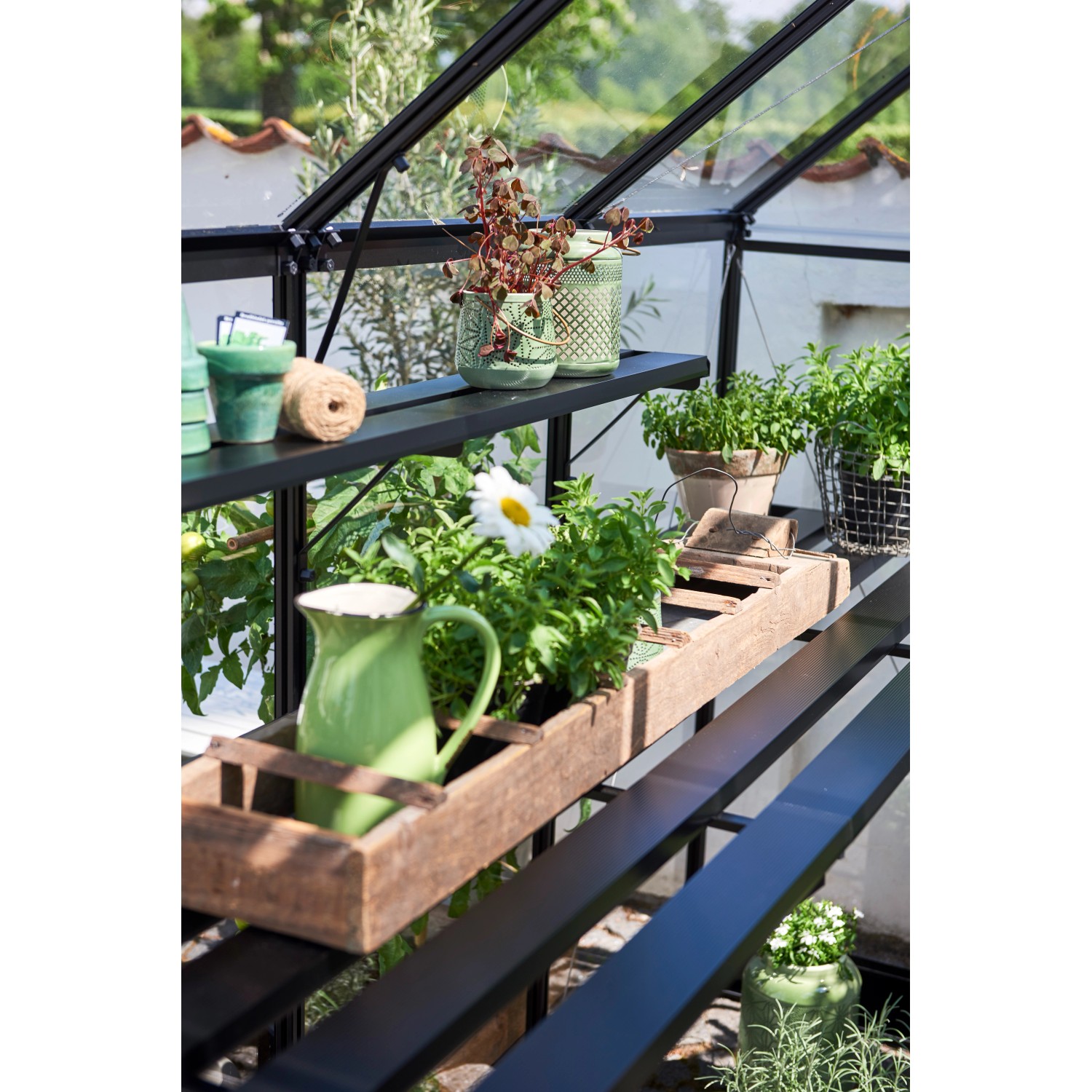 Halls Lamellentisch für die Gewächshäuser Qube+ 812 Schwarz 367,8 cm Schwarz