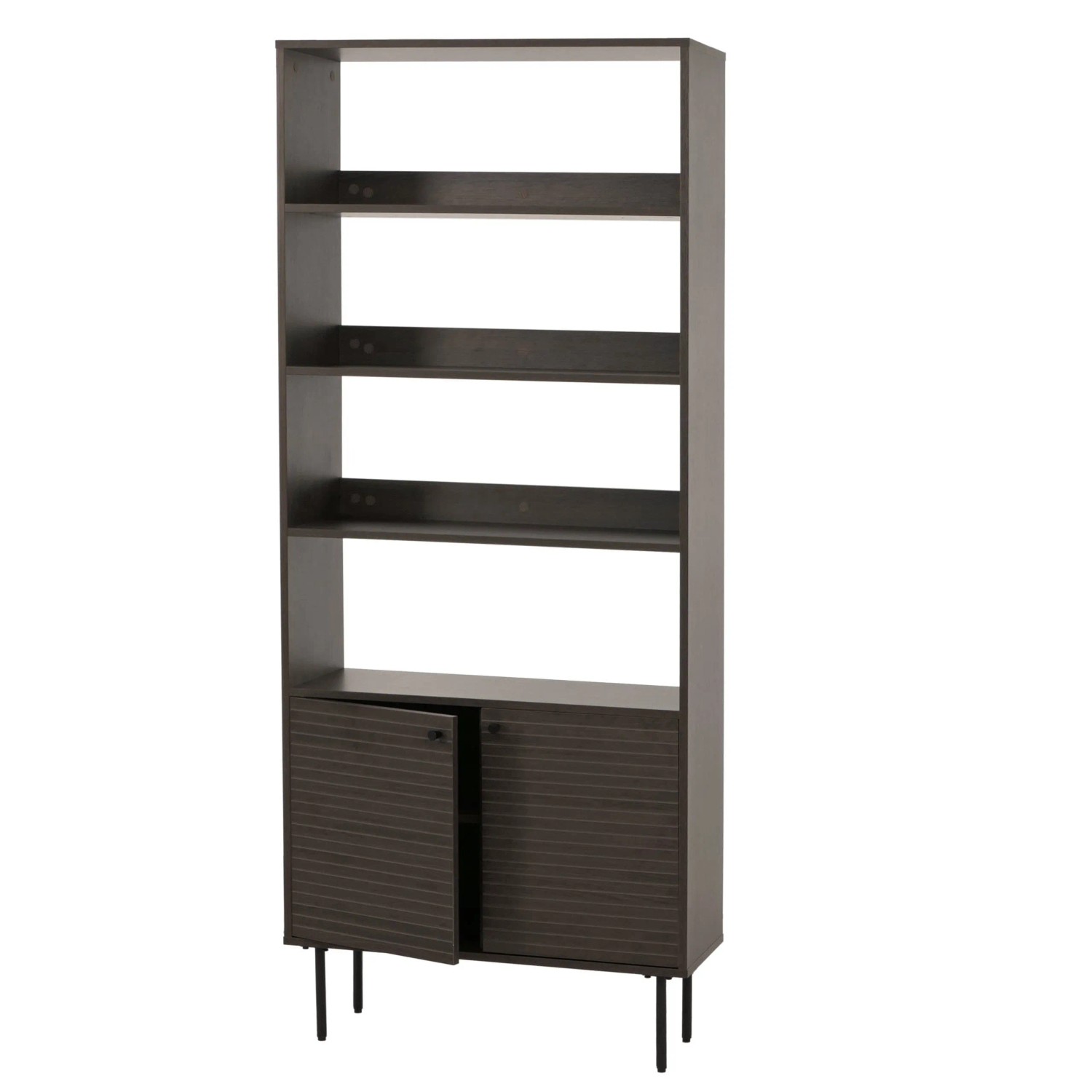 MCW Bücherregal N78 Skandinavischer Stil Metall Holz Melamin 200x80x30cm Dunkelbraun