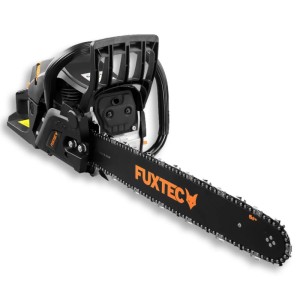 FUXTEC Benzin-Kettensäge FX-KS255, schwarz-orange, mit Sägekette. Für präzise Holzarbeiten.