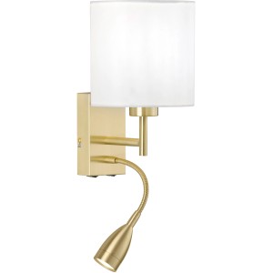 Moderne 2-flammige Wandleuchte Dreamer von Fischer & Honsel, Messing/Weiß, mit Lesearm.