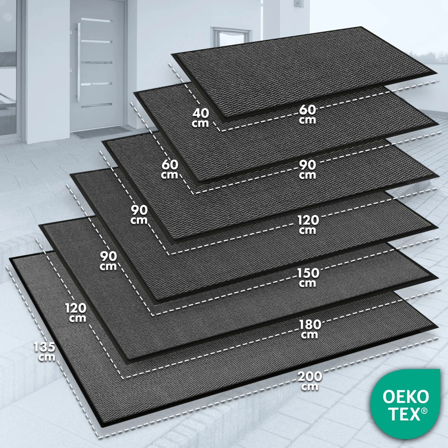KARAT Schmutzfangmatten SKY Novo in verschiedenen Größen, anthrazit, mit TPE-Rücken.
