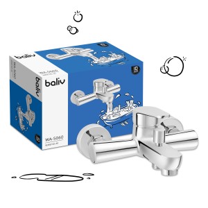 baliv Wannenarmatur WA-5060 Chrom, Aufputz-Mischbatterie mit Umsteller für Badewanne und Dusche.