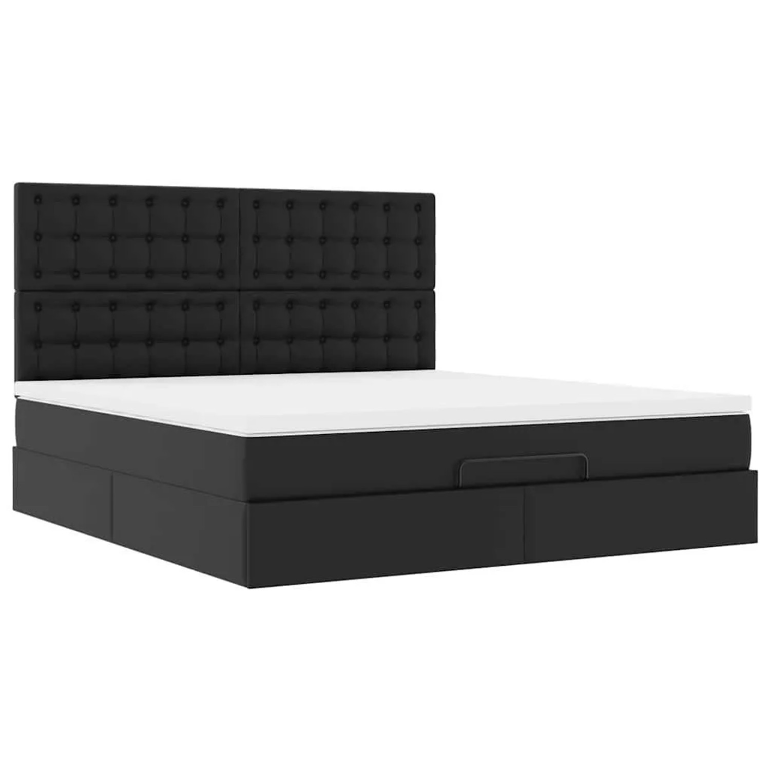 vidaXL Ottoman-Bett mit Matratze Schwarz 160x200 cm Kunstleder 3313011