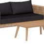 4-teiliges Lounge-Set Junee aus Polyrattan in Natur mit anthrazitfarbenen Auflagen und Holztisch.