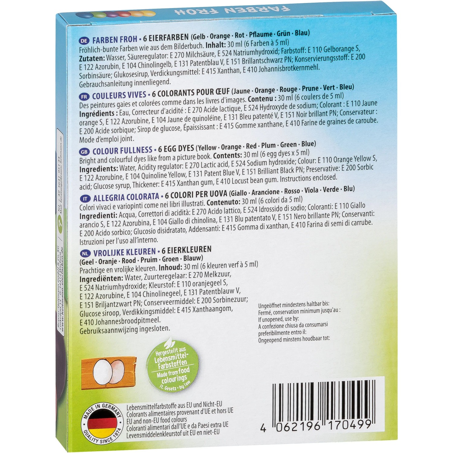 Heitmann Kit Coloration œufs De Pâques - 5 Couleurs Liquides + Pochoirs - Fabriqué En Allemagne