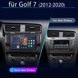 Junsun Autoradio für VW Golf 7. Vorher-Nachher-Vergleich: Modernes Touchscreen-Radio mit CarPlay, Android Auto, GPS.