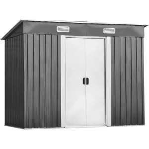Costway Gerätehaus Metall Gartenhaus 238x131x181cm Grau
