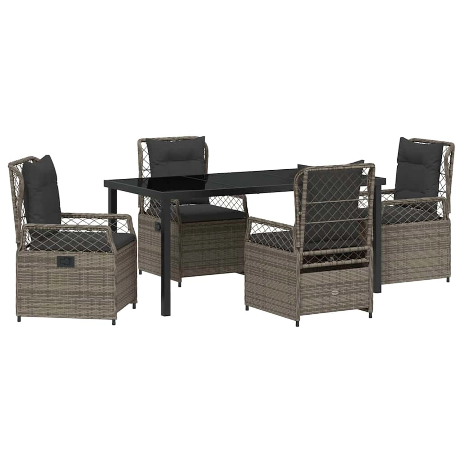 vidaXL Garten Essgruppe 5-Tlg Grau Poly Rattan 3380998 günstig online kaufen
