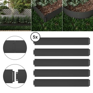 OK-Living Rasenkante, anthrazit, 25 m Set. Beetumrandung aus Metall für den Garten.