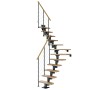Dolle Mittelholmtreppe Dublin, Eiche/Anthrazit, 1/4 gewendelt, mit Edelstahlgeländer.