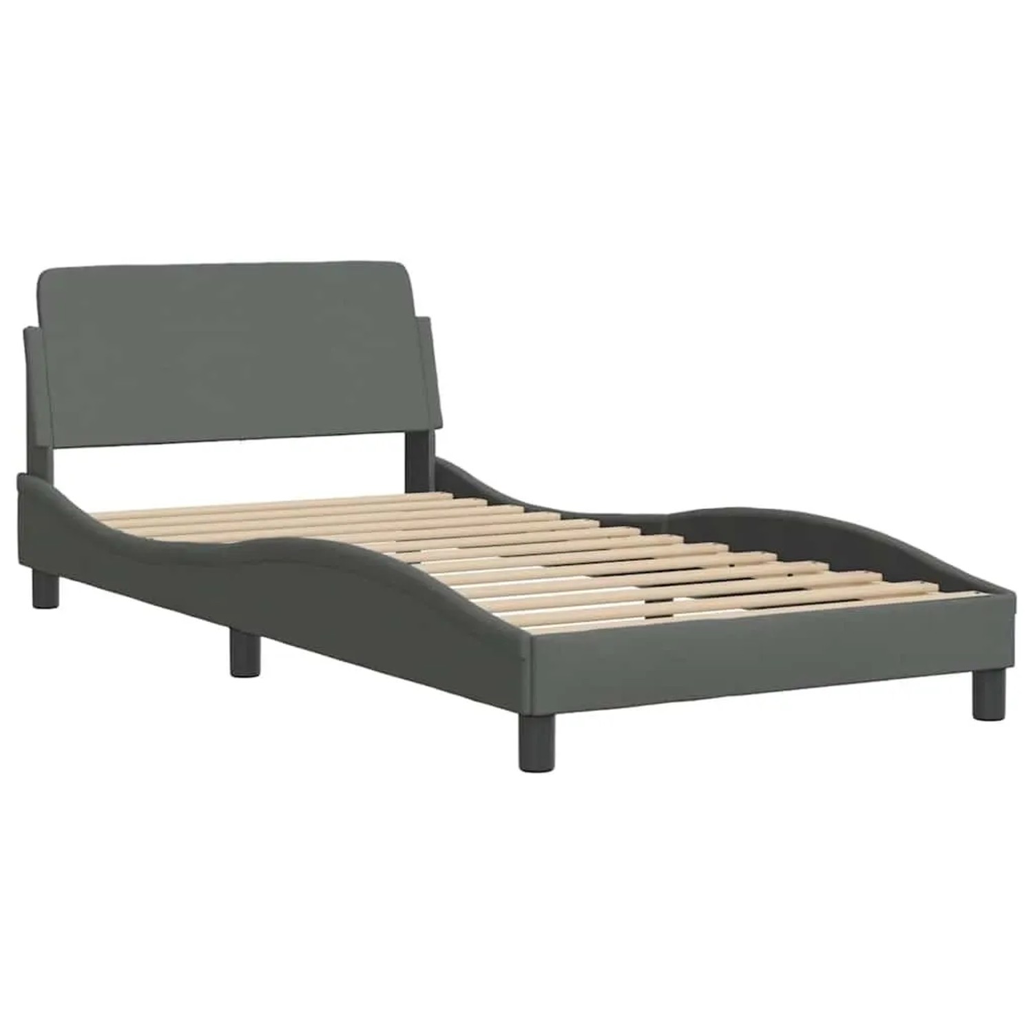 vidaXL Bettgestell Dover Dunkelgrau 100x203 cm Stoff 373273