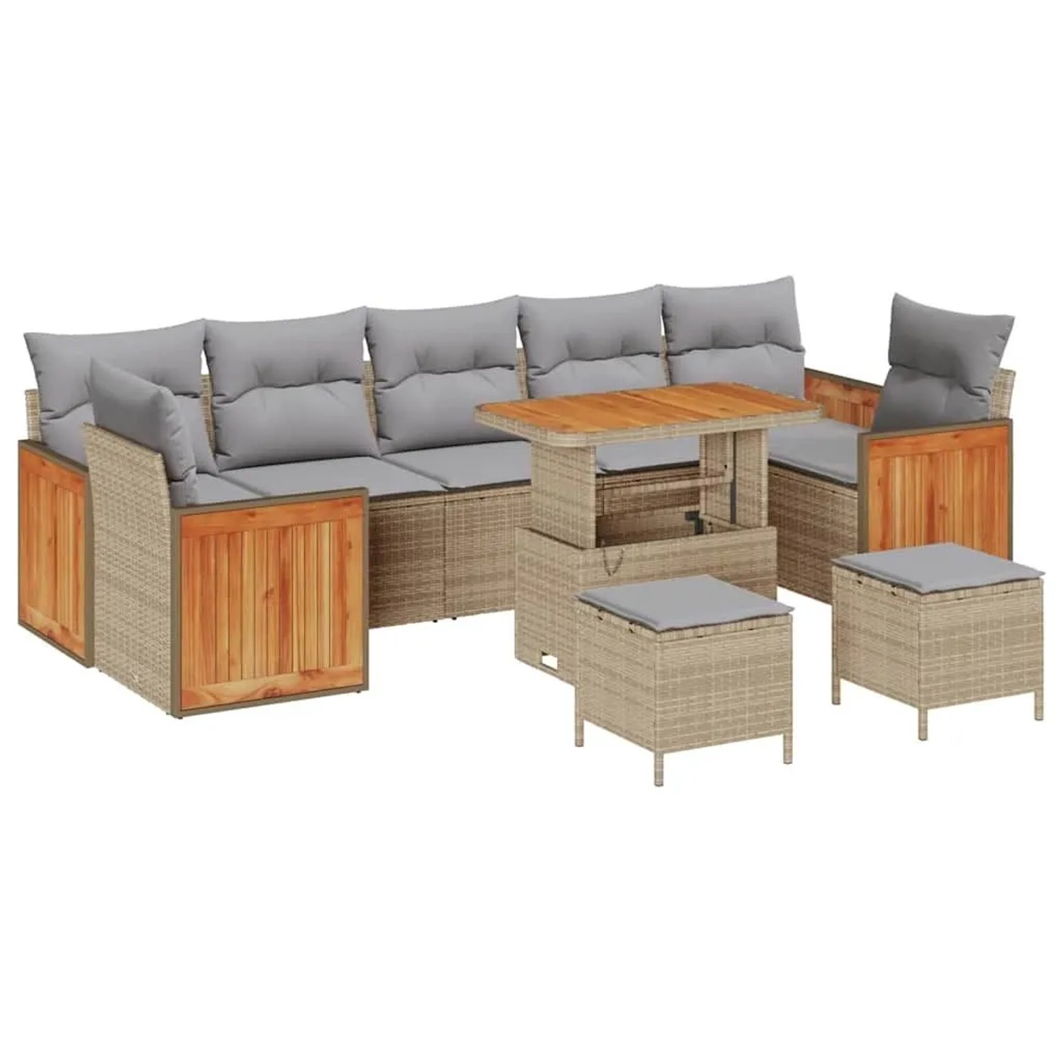 vidaXL Gartensofa-set mit Kissen 13-Tlg Beige und Hellgrau Poly-Rattan 3365 günstig online kaufen