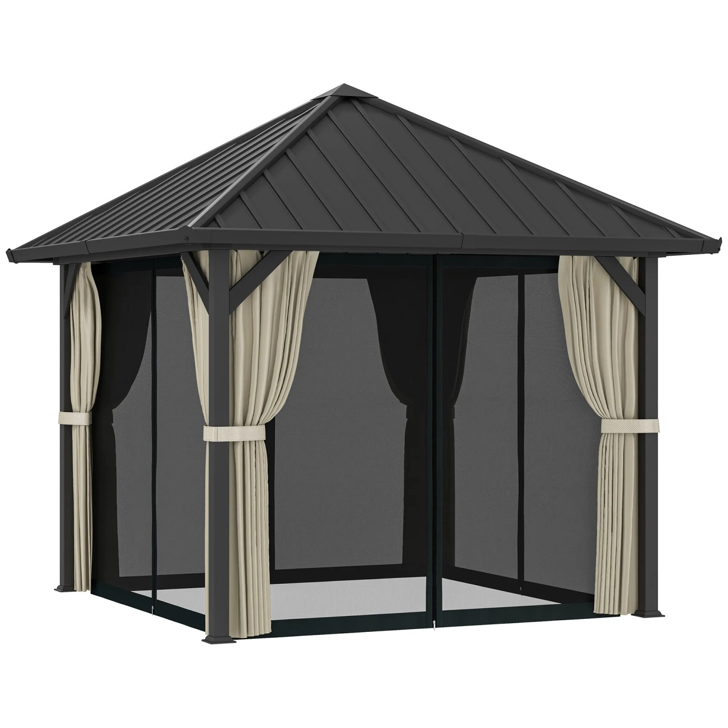 Thumbnail - Outsunny Pavillon Metall Polyester Dunkelgrau 304L x 304B x 297H cm