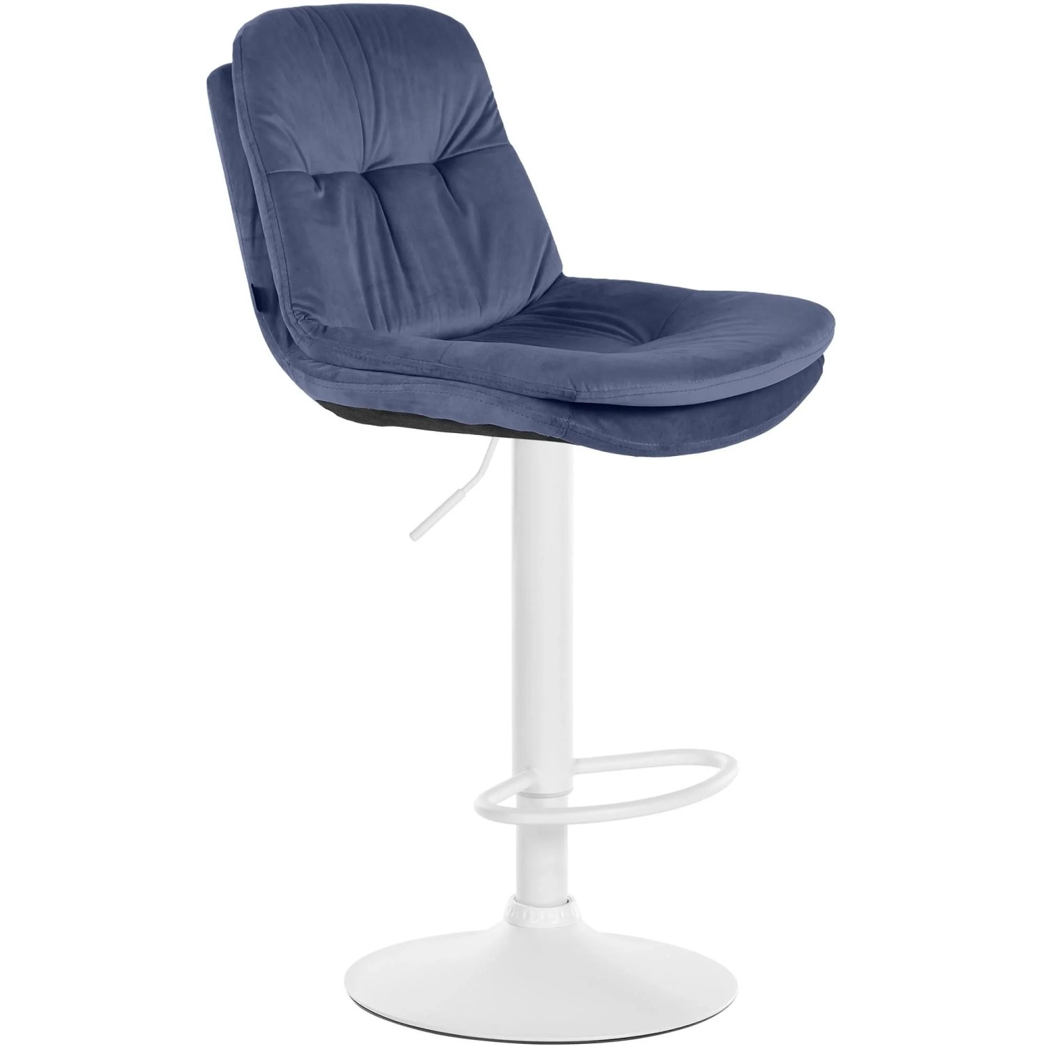 DELUKE Barhocker MITUN Samt Blau 46x54x94cm Weiß Barstuhl Höhenverstellbar Mit Lehne Drehbar Tresenhocker Tresenstuhl