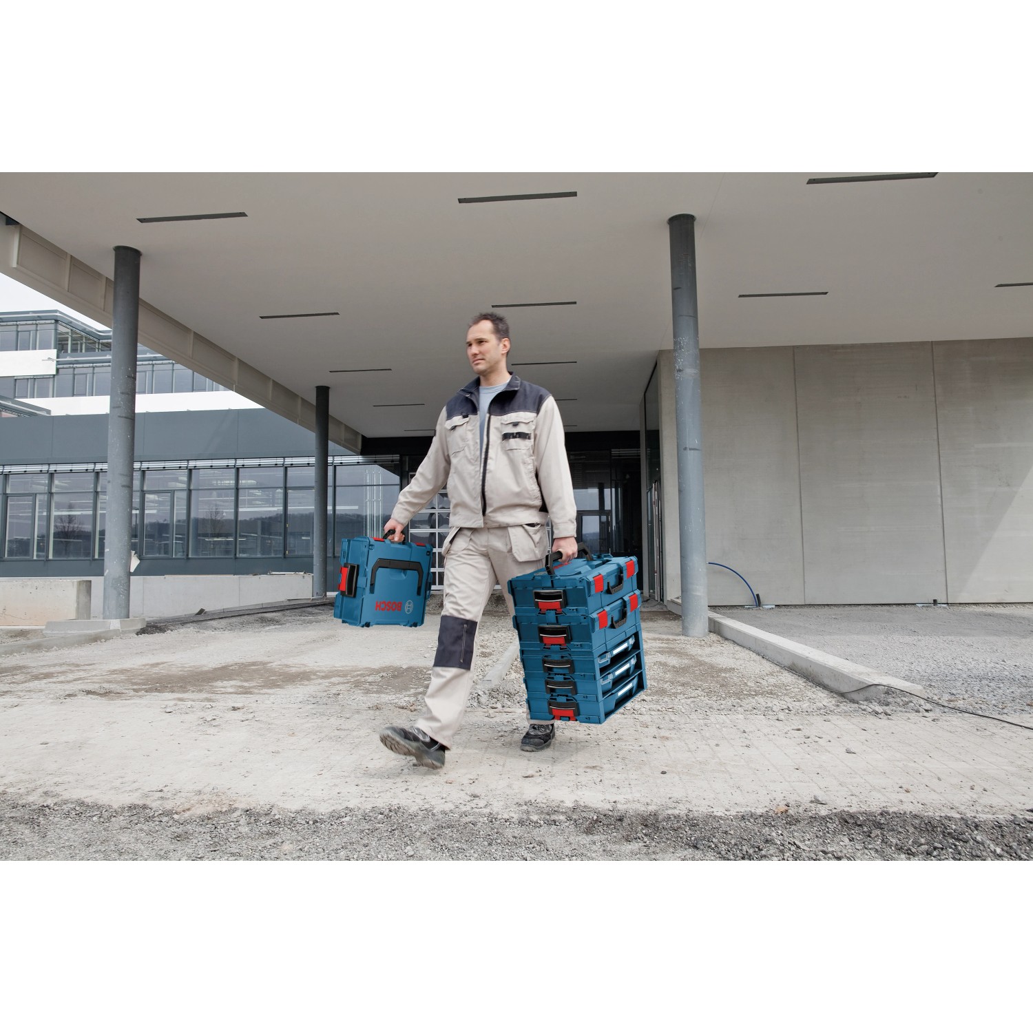 Bosch Professional i-Boxx Shelf Aufbewahrungssystem mit Tragegriff, Teil des Mobility Systems.
