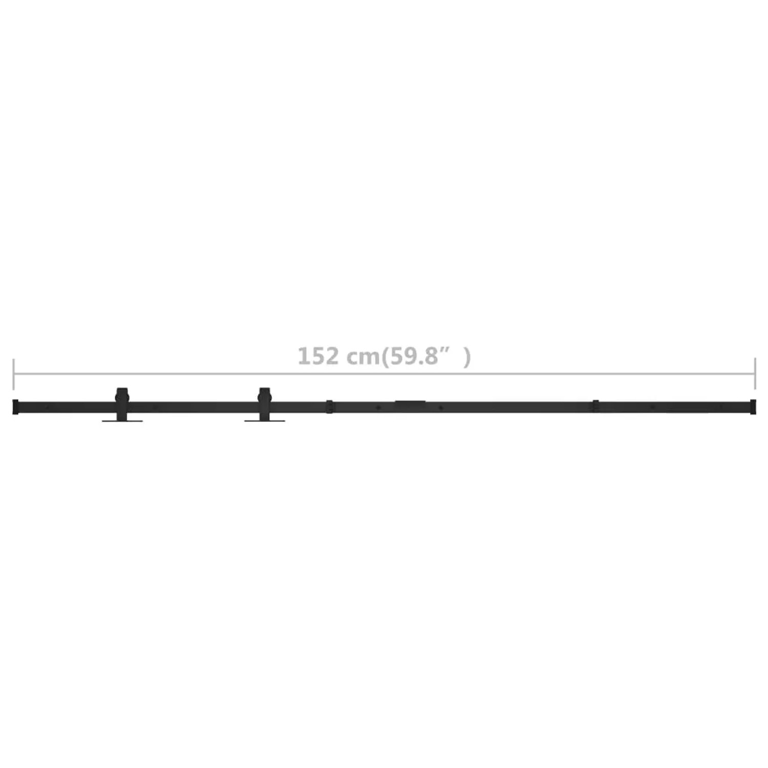 vidaXL Mini Schiebetürbeschlag Set, 152cm, für Schranktüren, Carbonstahl, schwarz.