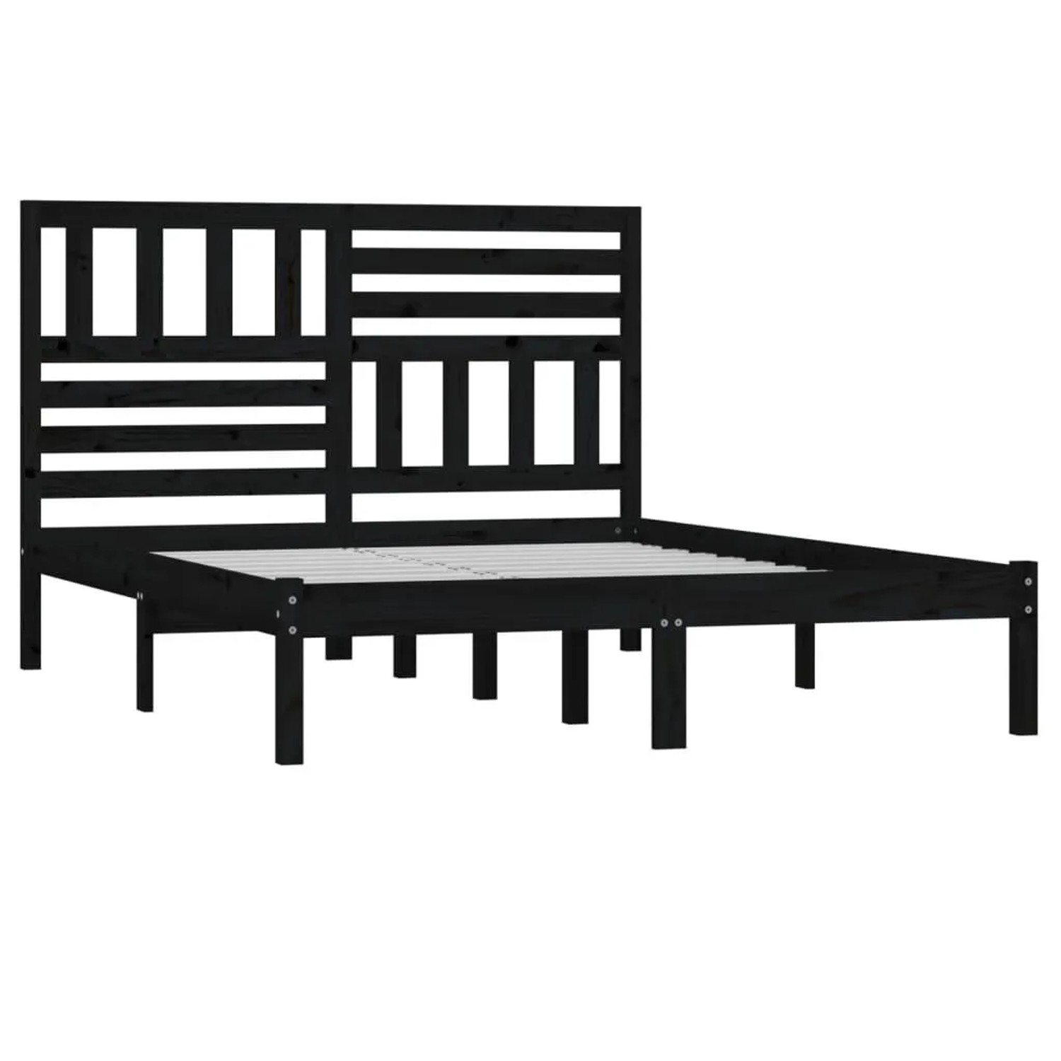 vidaXL Massivholzbett Schwarz Kiefer 140x190 cm 3101007