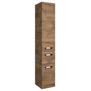 Pelipal Bad-Hochschrank Serie 4010, Eiche Ribbeck quer, 30 cm breit. Badezimmerschrank mit drei Schubladen.