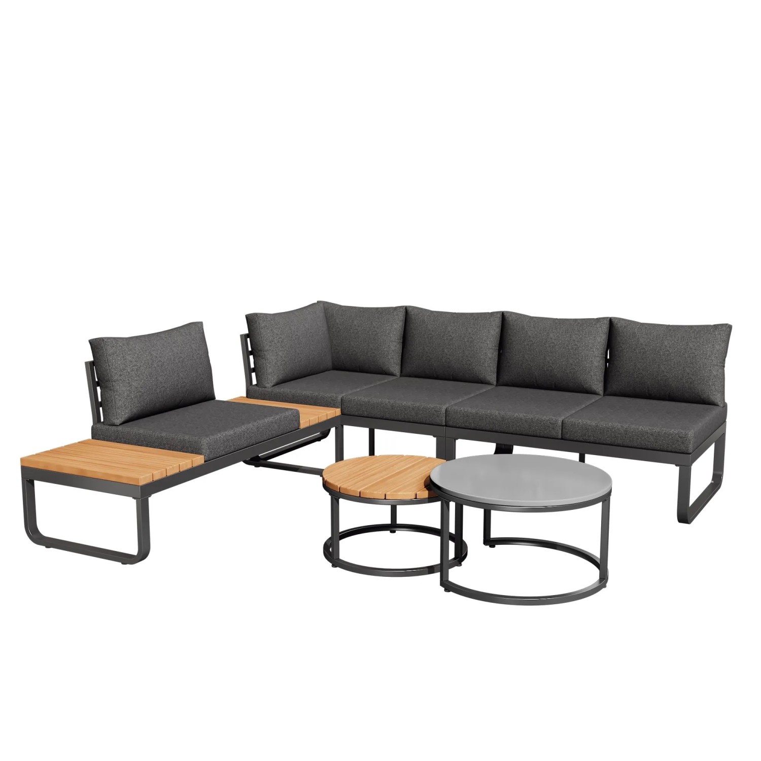 Okwish Gartenmöbel-Set 2 Stapelbare Couchtische Bequeme Gartenmöbel Grau