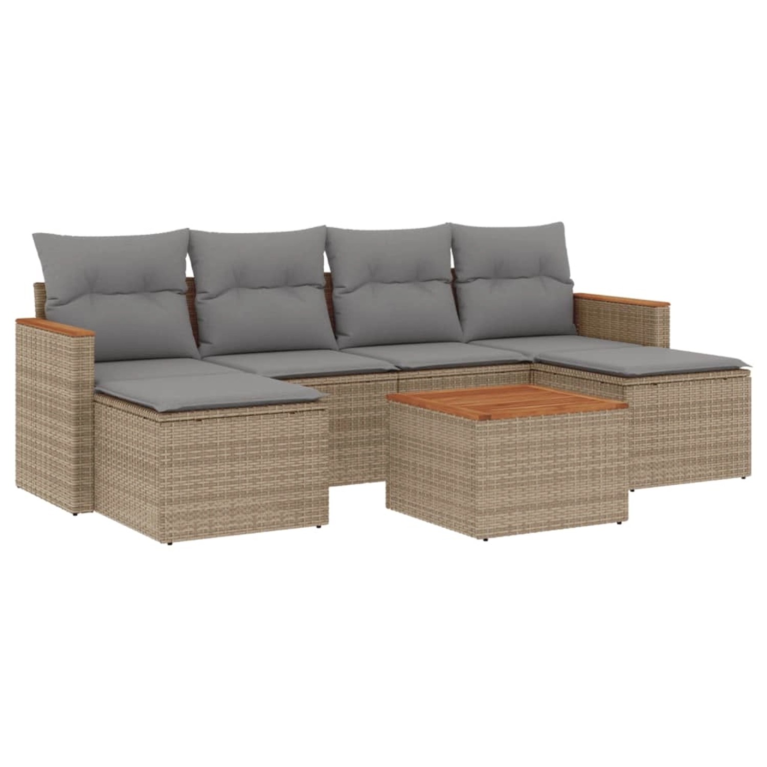 vidaXL 7-Tlg Garten-Sofagarnitur mit Kissen Beige Poly Rattan 3258629 günstig online kaufen