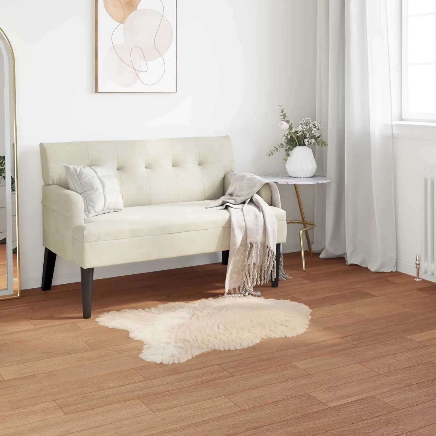 vidaXL Kunstschaffell Teppich Tafalla Beige 50 x 80 cm Polyester 42021496_2