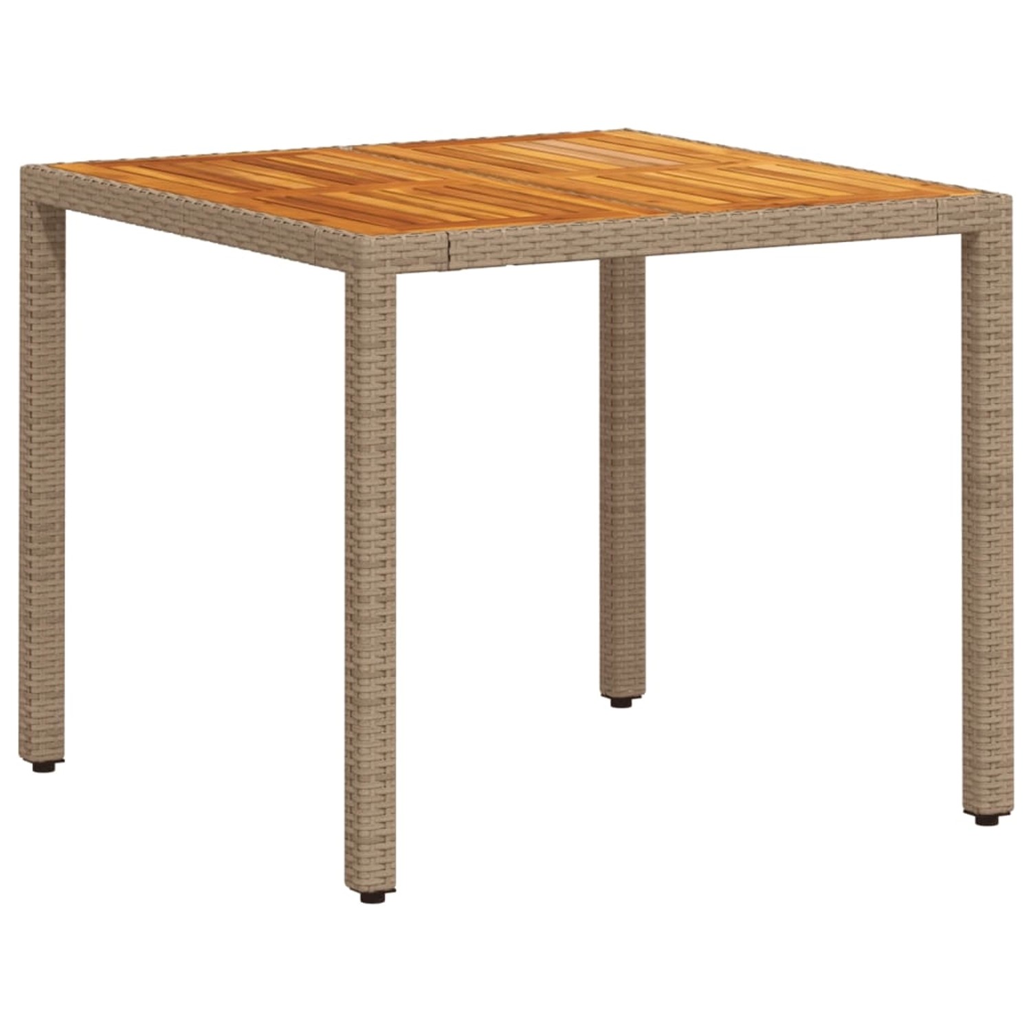 vidaXL Gartentisch Beige 90x90x75 cm Poly Rattan Akazienholz 368124 günstig online kaufen