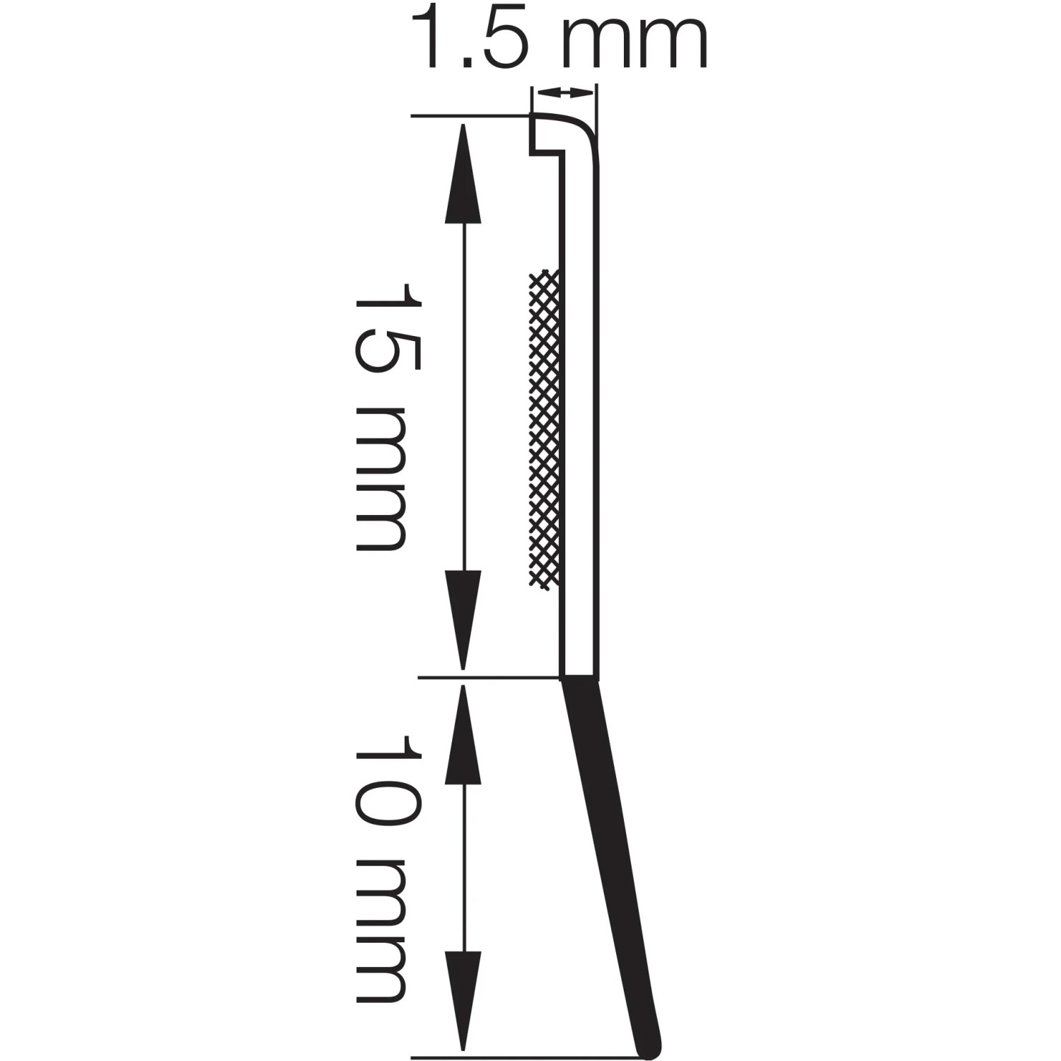 Profil der selbstklebenden Abdeckleiste, 25mm breit, mit Dichtlippe, für Fenster-Zubehör.