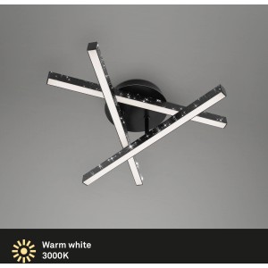 Moderne Brilo LED-Deckenleuchte Rey, 3-flammig, schwarz mit Glitzereffekt. Ideal für Wohnräume.