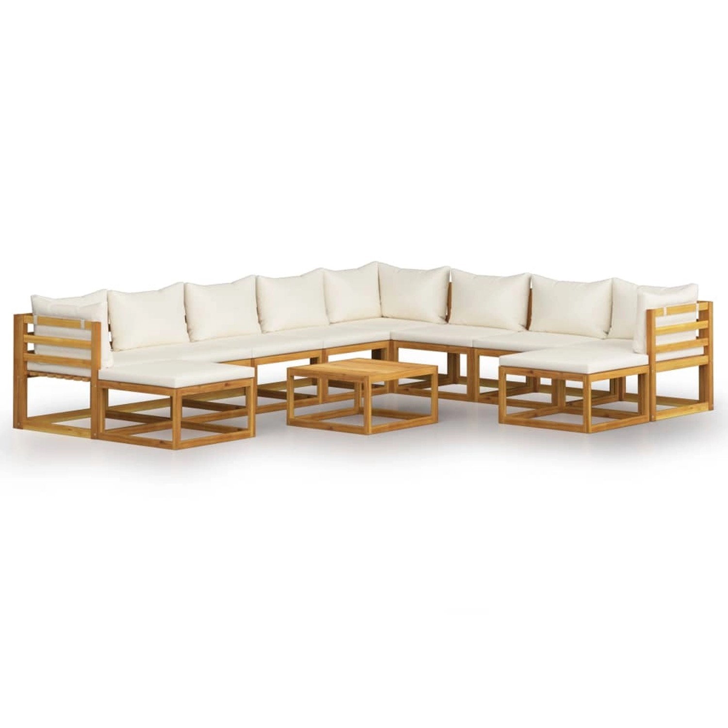 vidaXL 11-Tlg Garten-Lounge-Set mit Auflagen Creme Massivholz Akazie 3057648