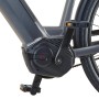 Detailaufnahme: Graues Prophete City E-Bike Geniesser 3.0 mit AEG Mittelmotor und Pedal.
