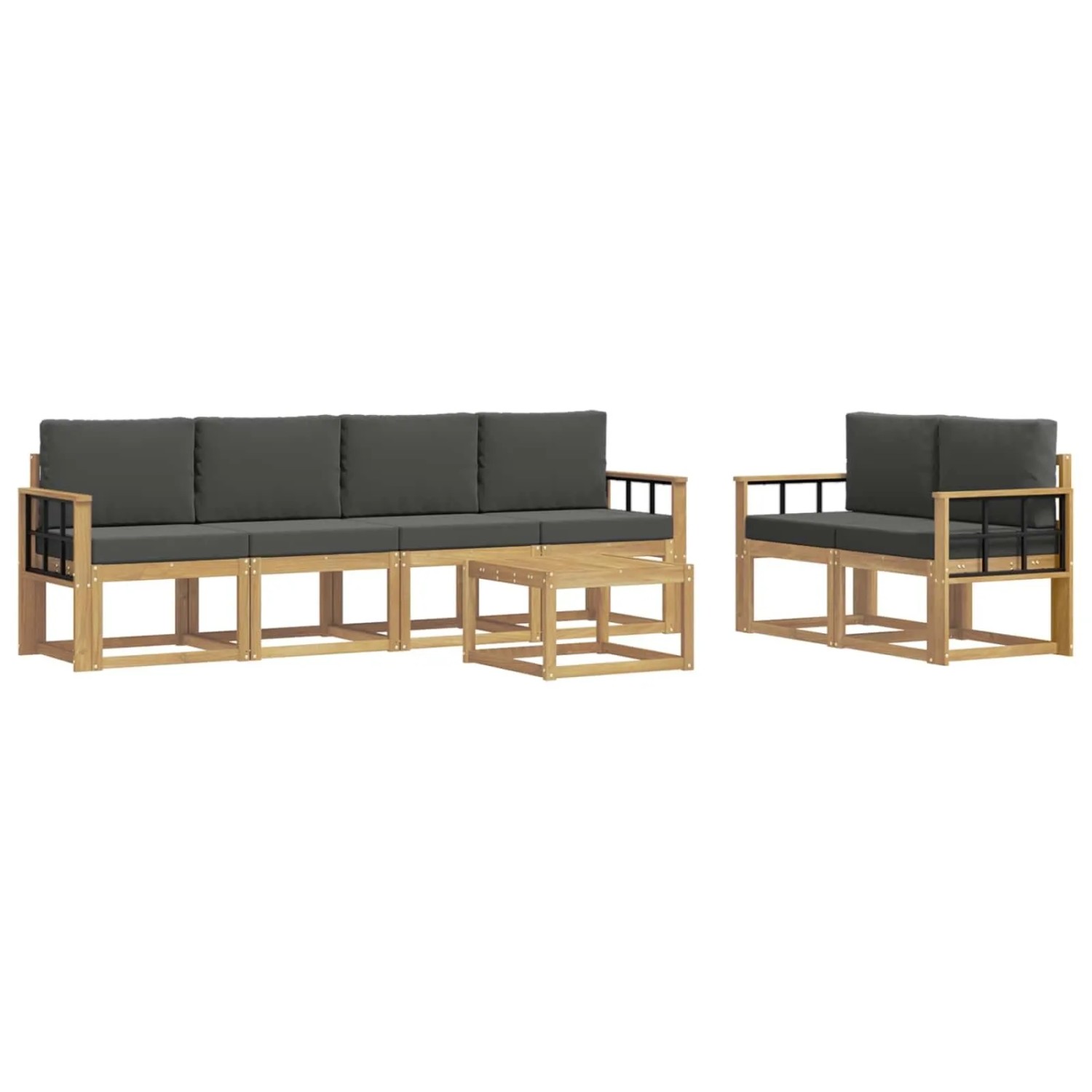 vidaXL Outdoor-Sofagarnitur mit Kissen 7-Tlg Weiß und Anthrazit 3387291