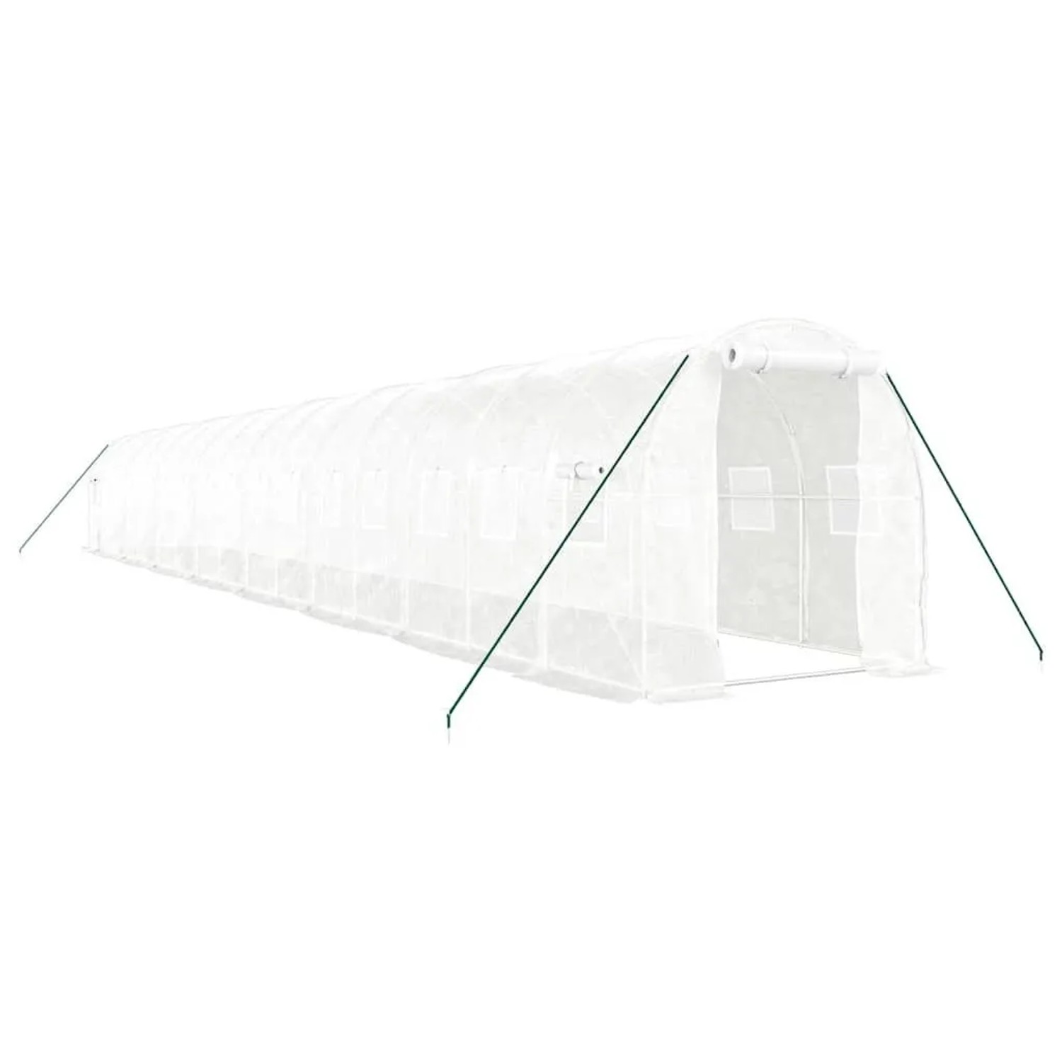 vidaXL Gewächshaus mit Stahlrahmen Weiß 32 m² 16x2x2 m 3188034