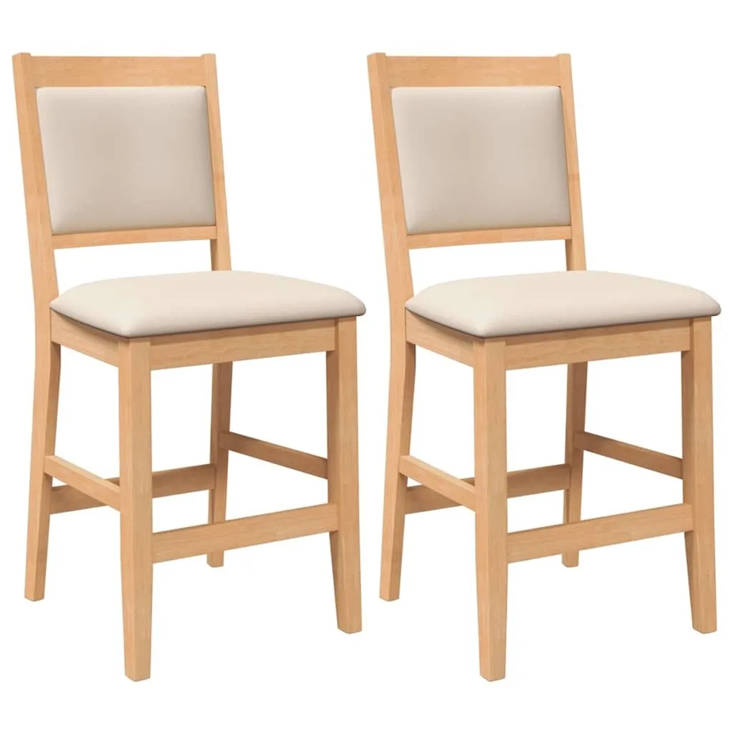 vidaXL Barhocker mit Kissen 2 Stk Natur Massivholz Gummibaum 4102565