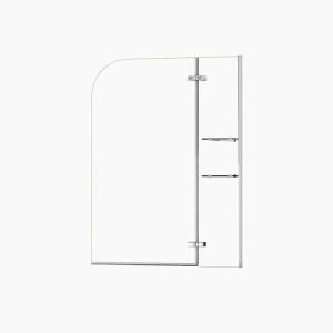 Duschparadies 120x140cm Badewannenaufsatz Faltwand Duschwand 5mm Glas mit Abgerundet Duschabtrennung mit Handtuchhalter Eckeregalen