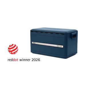 Blaue Coleman Snap'N Go Faltkühlbox, 42 l, kompakt für Camping & Outdoor. Mit Griffen.