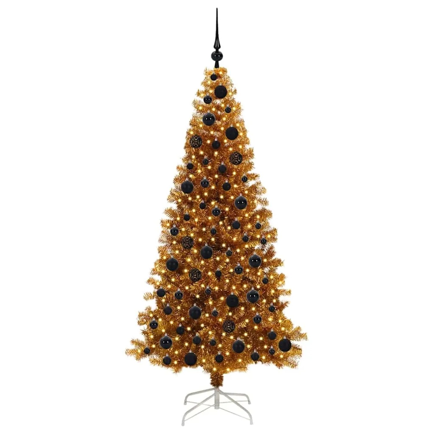 vidaXL Weihnachtsbaum mit 300 LEDs mit Ständer Gold 180 cm PET 3396626