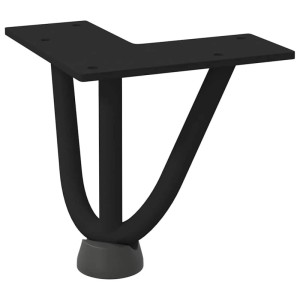 Schwarzes vidaXL Haarnadelbein, 10 cm, aus Stahl für Couchtisch. Möbelbein mit Fuß.