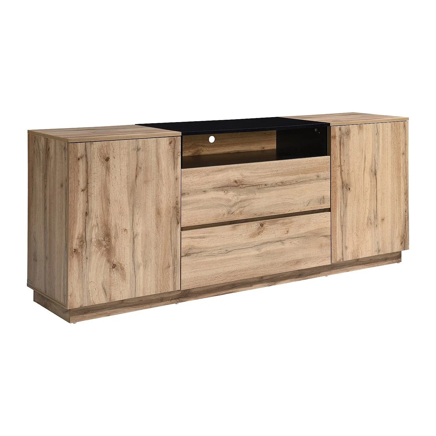 Vente-unique Sideboard Cemilina Schwarz  Naturfarben Hell 180 cm