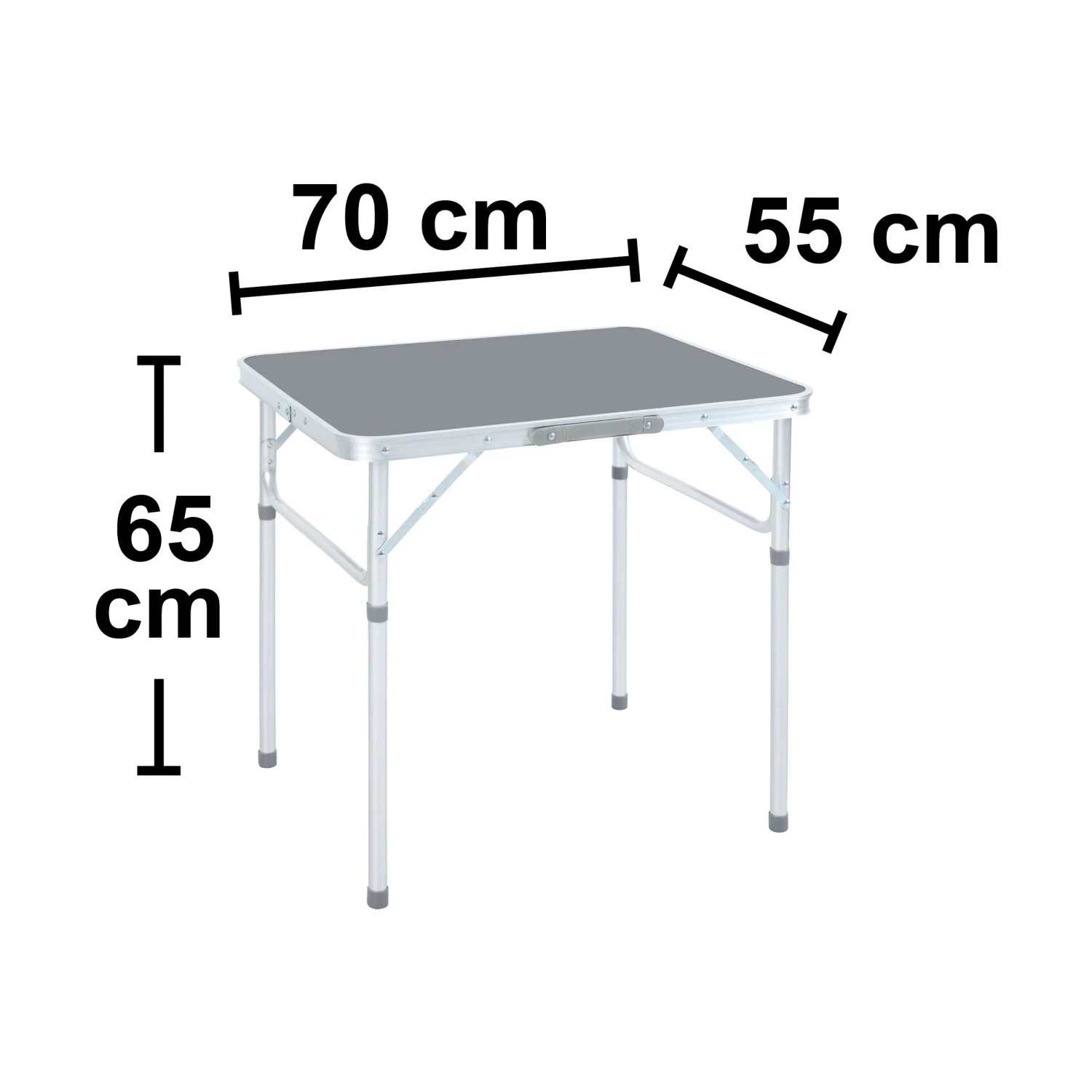 Campingtisch Calimesa mit Aluminiumgestell, grau, 25/65x70x55 cm, ideal für Camping & Outdoor.