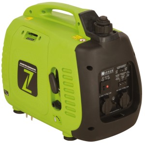 Zipper Inverter Stromerzeuger ZI-STE2000IV, Benzin, 2 kW, tragbares Notstromaggregat in Grün und Schwarz.