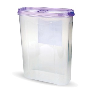 Bestlivings Frischhaltebox Schüttdose, 2,8 Liter, 8er Pack, lila Deckel. Vorratsdose aus Kunststoff.
