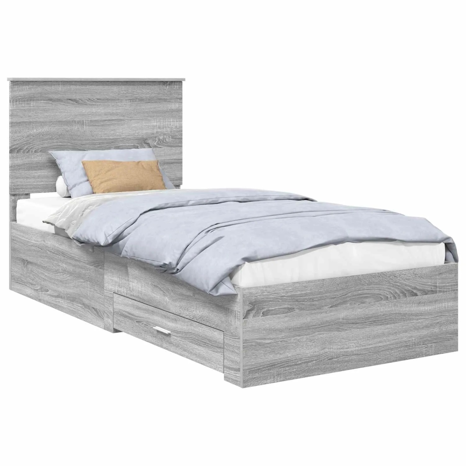 vidaXL Bettrahmen mit Kopfteil Grau Sonoma 90 x 190 cm Holzwerkstoff 3409699