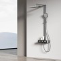 Emke Duschsystem mit Thermostat, anthrazit matt, mit Regendusche und Handbrause.