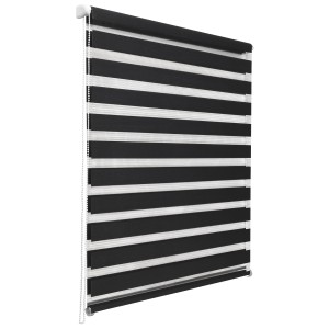 Sol Royal Doppelrollo SolDecor DL2 65x150cm, schwarz mit transparenten Streifen.