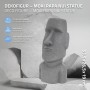 Graue Moai Figur Rapa Nui Kopf, 53,5 cm hoch, aus Kunstharz für exotische Deko.