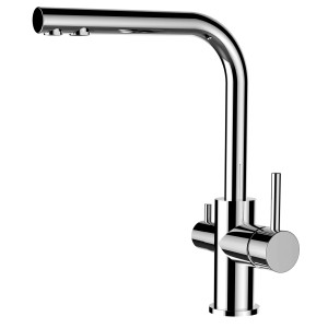 VIZIO Niederdruck 3-Wege Küchenarmatur mit schwenkbarem Auslauf, verchromt.