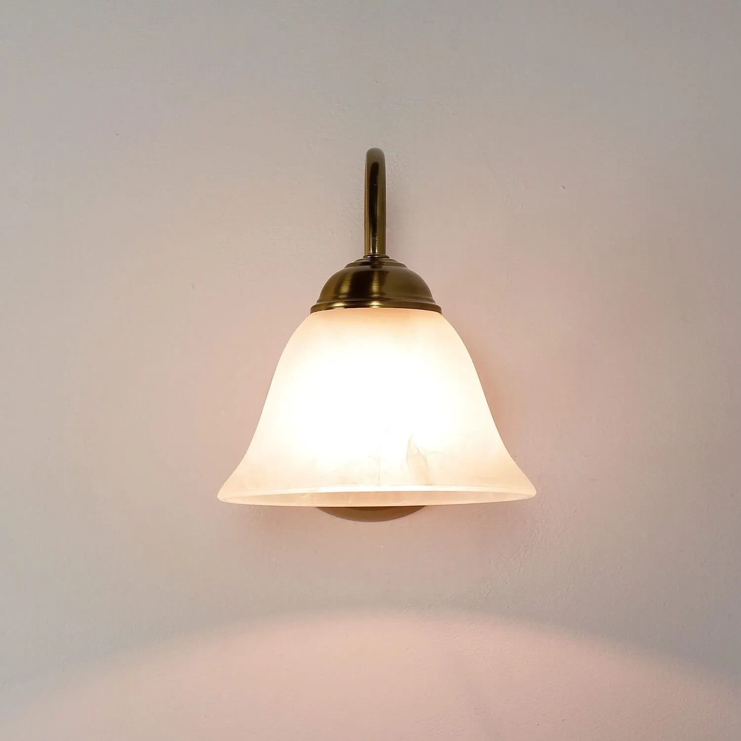 EASYLIGHT Wandleuchte Metall Glas E14 18 cm Hoch In Messing Weiß Rustikal_4