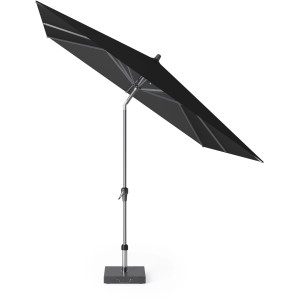 Anthrazitfarbener Siena Garden Marktschirm 250x250 cm mit Kurbel und Knickfunktion.