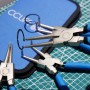 CCLIFE Sprengringzangen Set 4tlg 150mm mit blauen Griffen, für Innen- & Außensicherungsringe, gerade & gebogen.